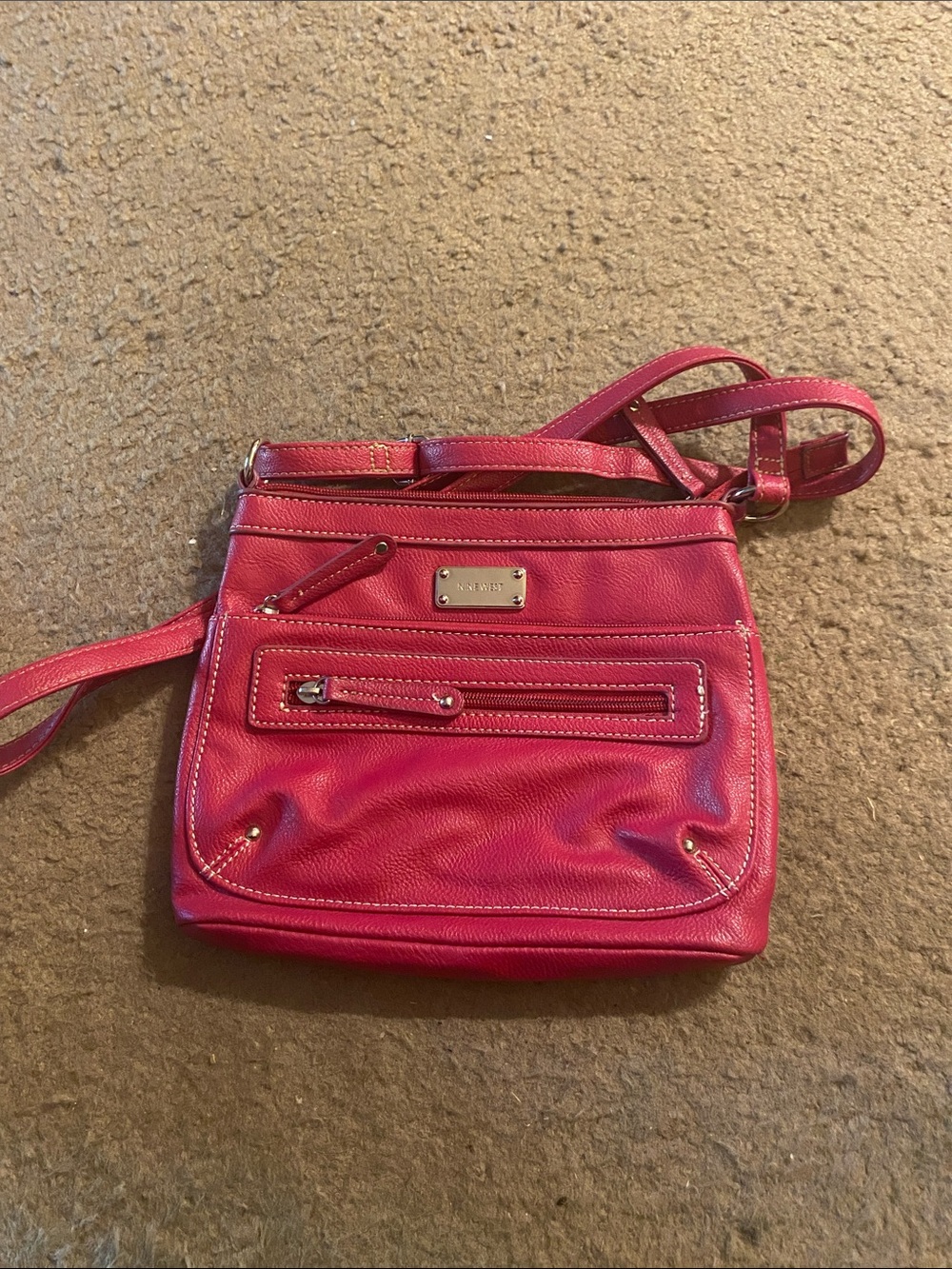 Nine West Red Crossbody Bag with Front Zip Pockets